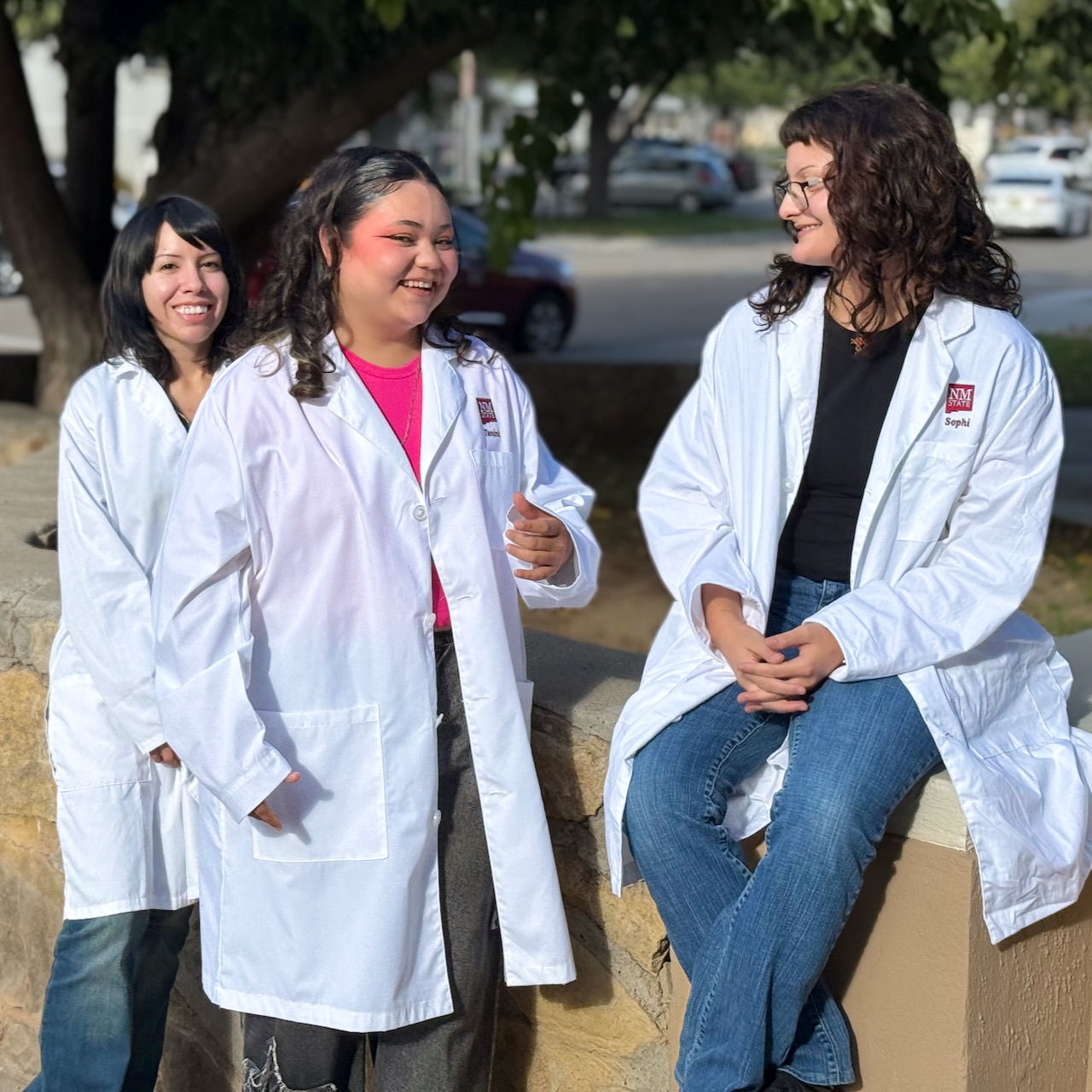 3 students talking